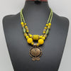 Yellow Statement Necklace Collier femme Medallion Necklace Mothers Day Gift Native America Indian Jewelry Cadeau Maitresse Yellow Necklace - Handician